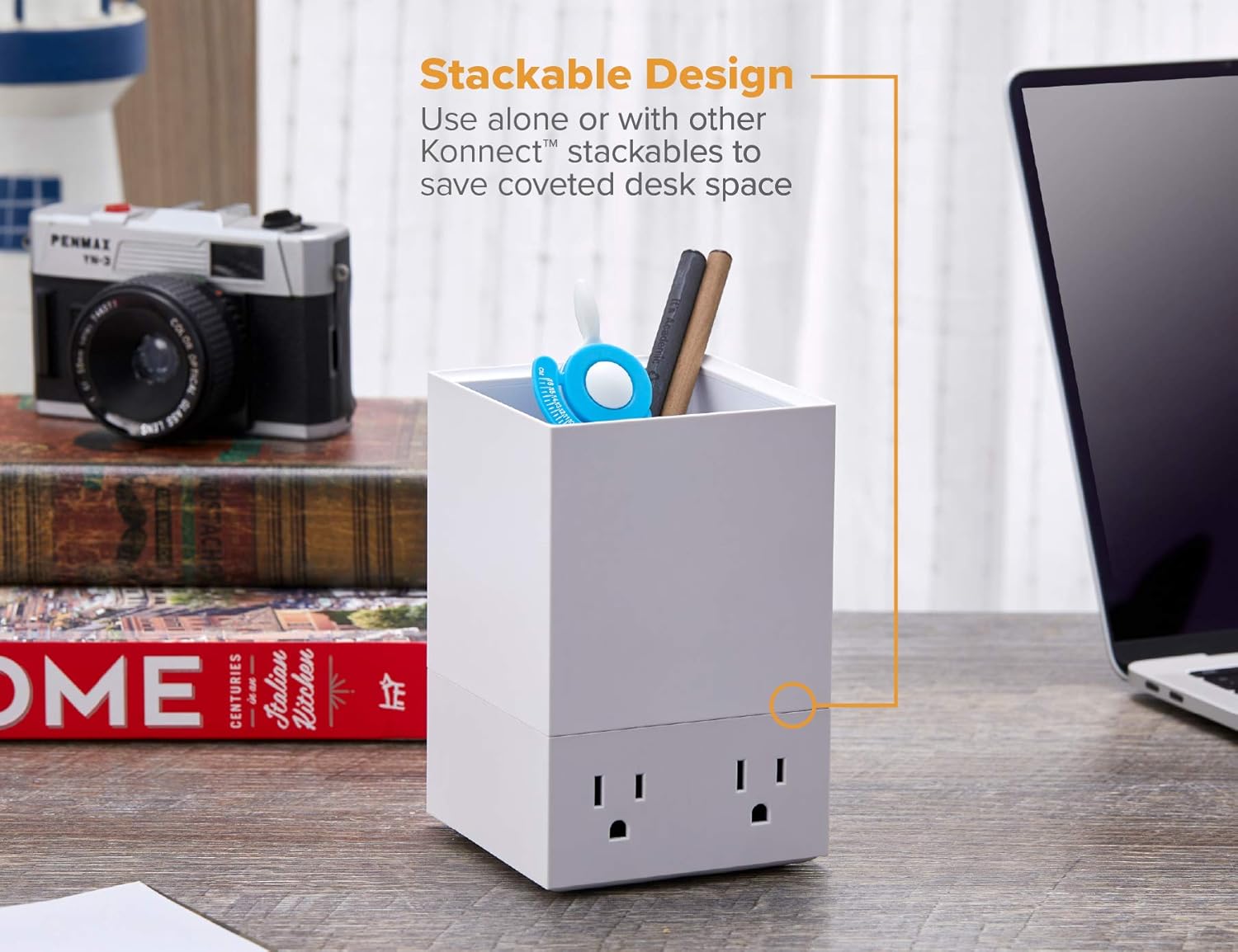 Bostitch Office Konnect Pencil Cup Desk Organizer, Pen Cup, White (Pack of 2) White 1 Count (Pack of 2) Pencil Cup