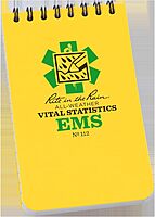 Rite in the Rain Weatherproof EMS Notebook, 3" x 5", Yellow Cover, Vital Stats Pages (No. 112) 1 Pack