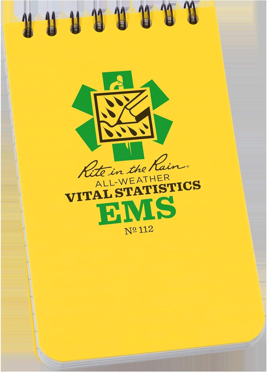 Rite in the Rain Weatherproof EMS Notebook, 3" x 5", Yellow Cover, Vital Stats Pages (No. 112) 1 Pack