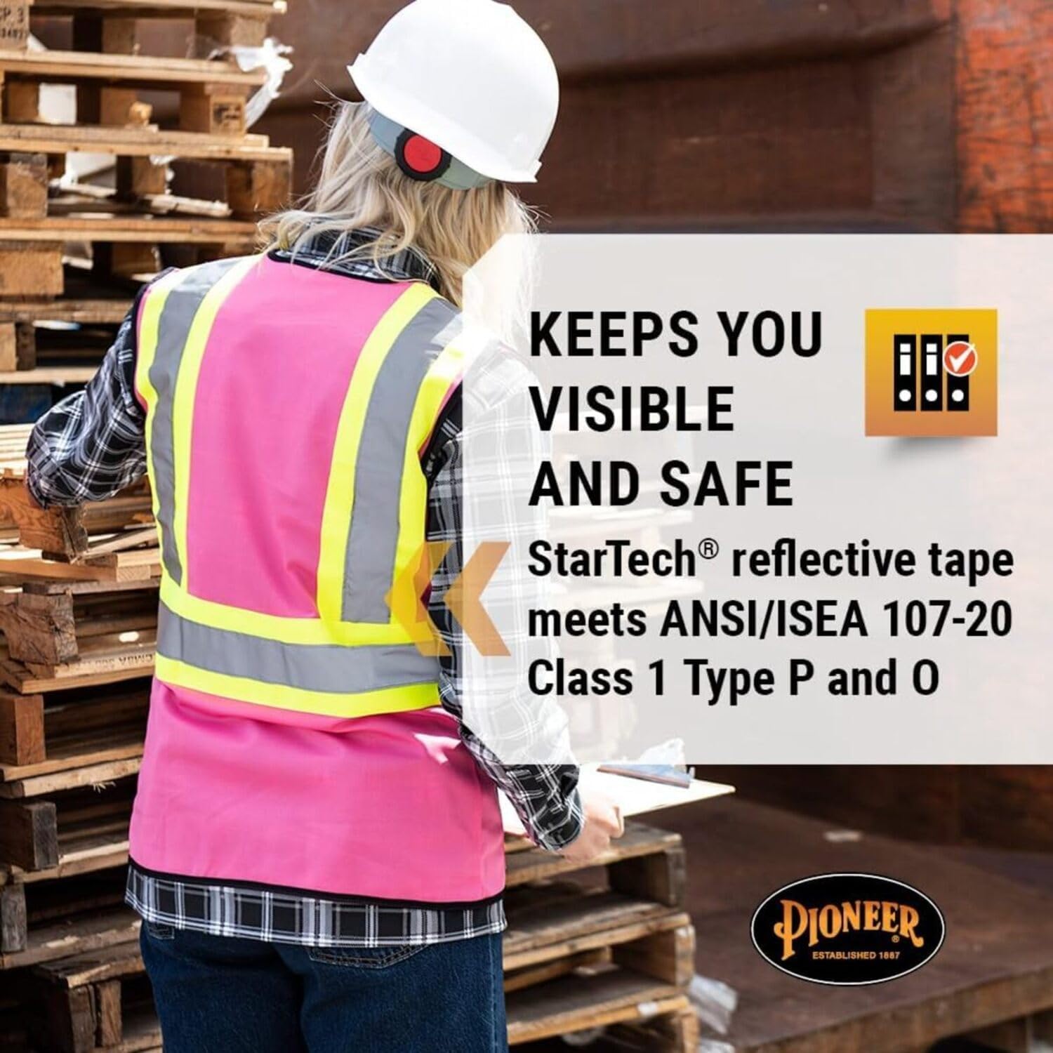 Pioneer Safety Vest for Women With Pockets - Hi-Vis Reflective Tape