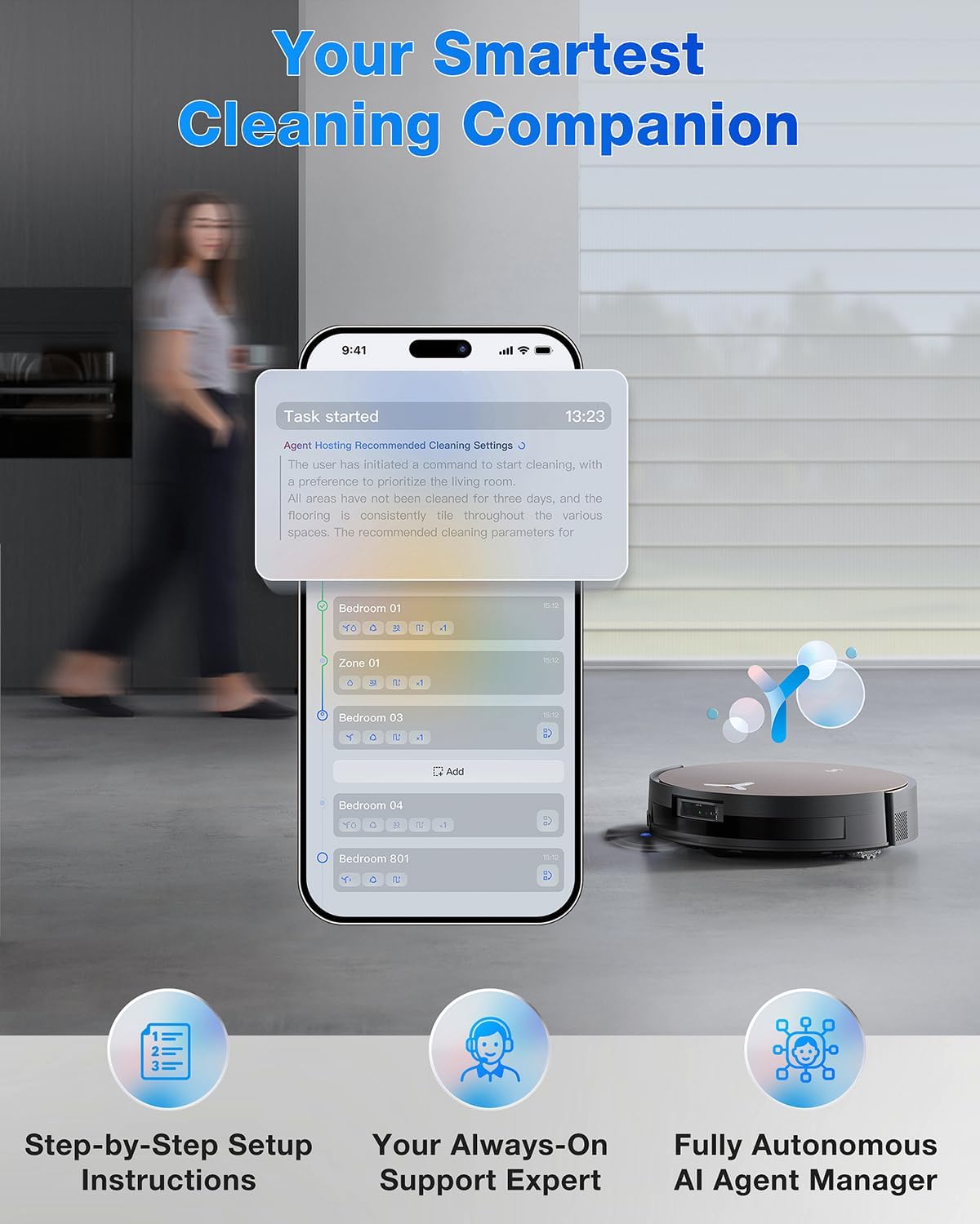 Ecovacs DEEBOT X11 OMNICYCLONE, Wet Dry Vacuum Roller, OMNI Station, 19,500Pa Suction, 254min Runtime
