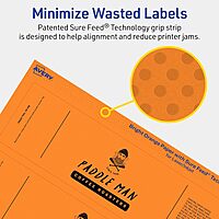 Avery Printable Rectangle Labels, Sure Feed Technology, 2.25 x 7.75 in, Bright Orange, Print-to-The-Edge, Laser/Inkjet