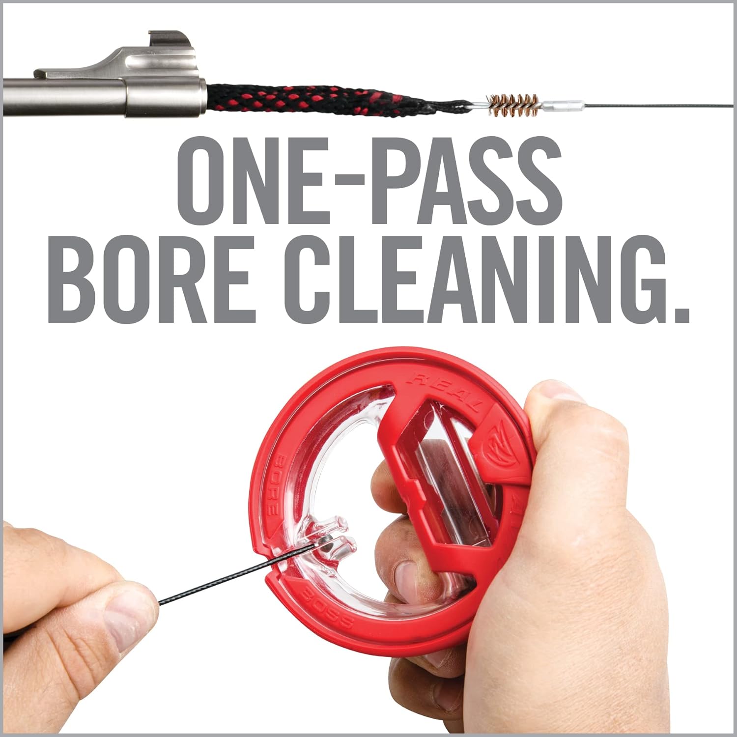 Real Avid Bore Boss Gun Cleaning System - Rapid Pull Through Barrel & Bore Cleaning Cable with Integrated Brush & Mop