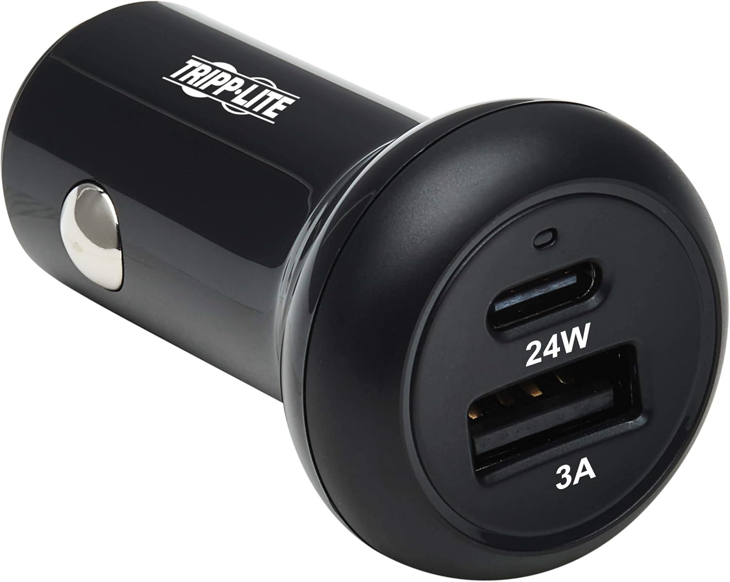 Tripp Lite USB Car Charger, 24W Dual Port USB Car Charger, USB-C 24W PD 3.0, USB-A 24W QC 3.0, Black (U280-C02-24W-1B)