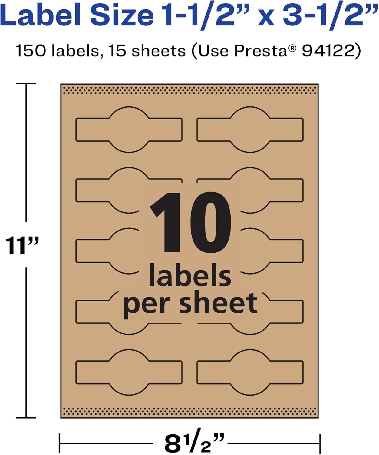 Avery Kraft Brown Wraparound Band Labels, Sure Feed Technology, 1.5" x 3.5", Cigar Band Labels, 150 Total, Print-to-The-Edge