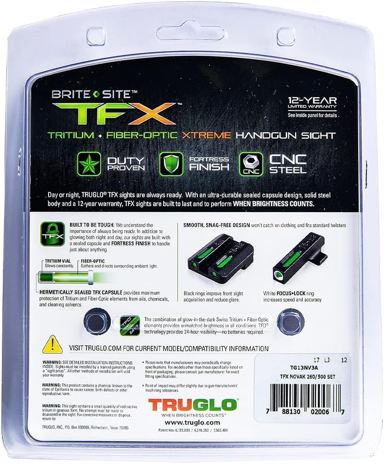 TRUGLO TFX Day/Night Handgun Sight (Tritium & Fiber-Optic)