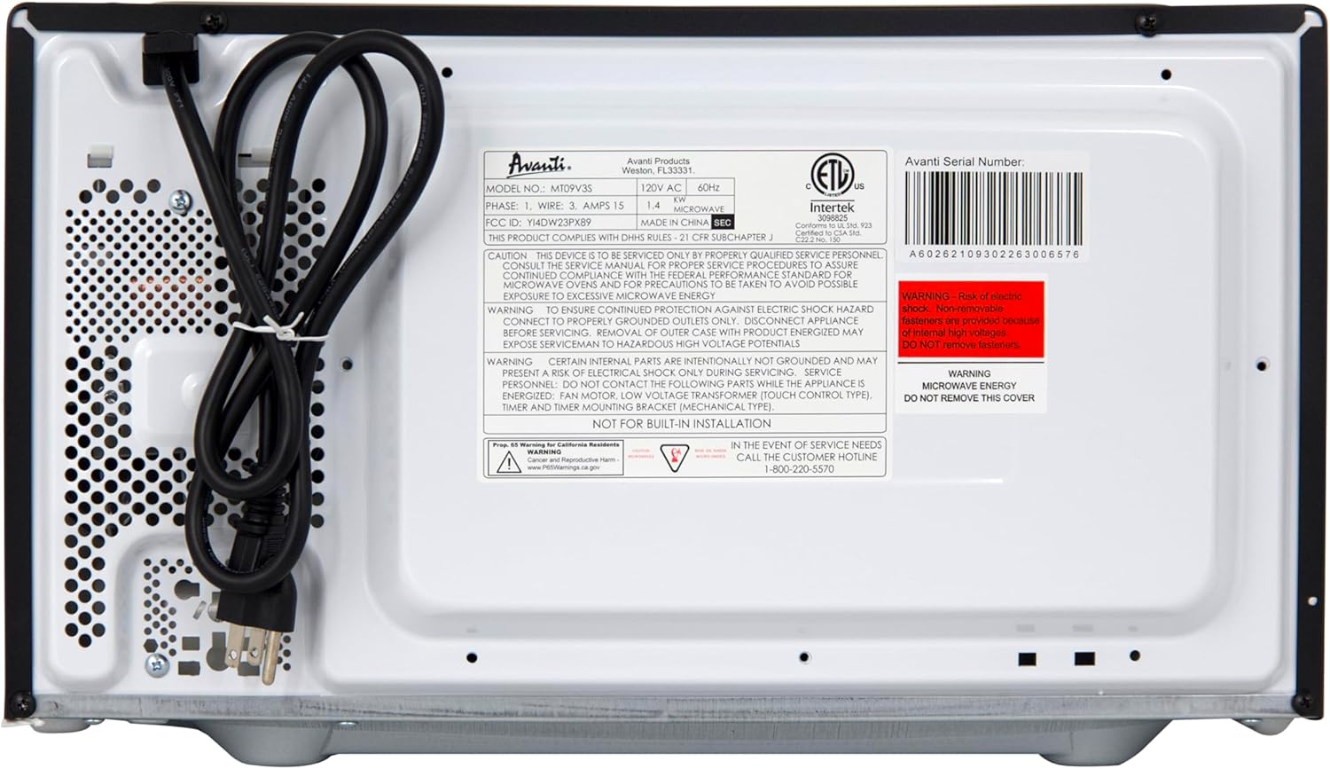 Avanti MT09V3S Microwave Oven 900-Watts Compact with 10 Power Levels and 6 Pre Cooking Settings, Speed Defrost