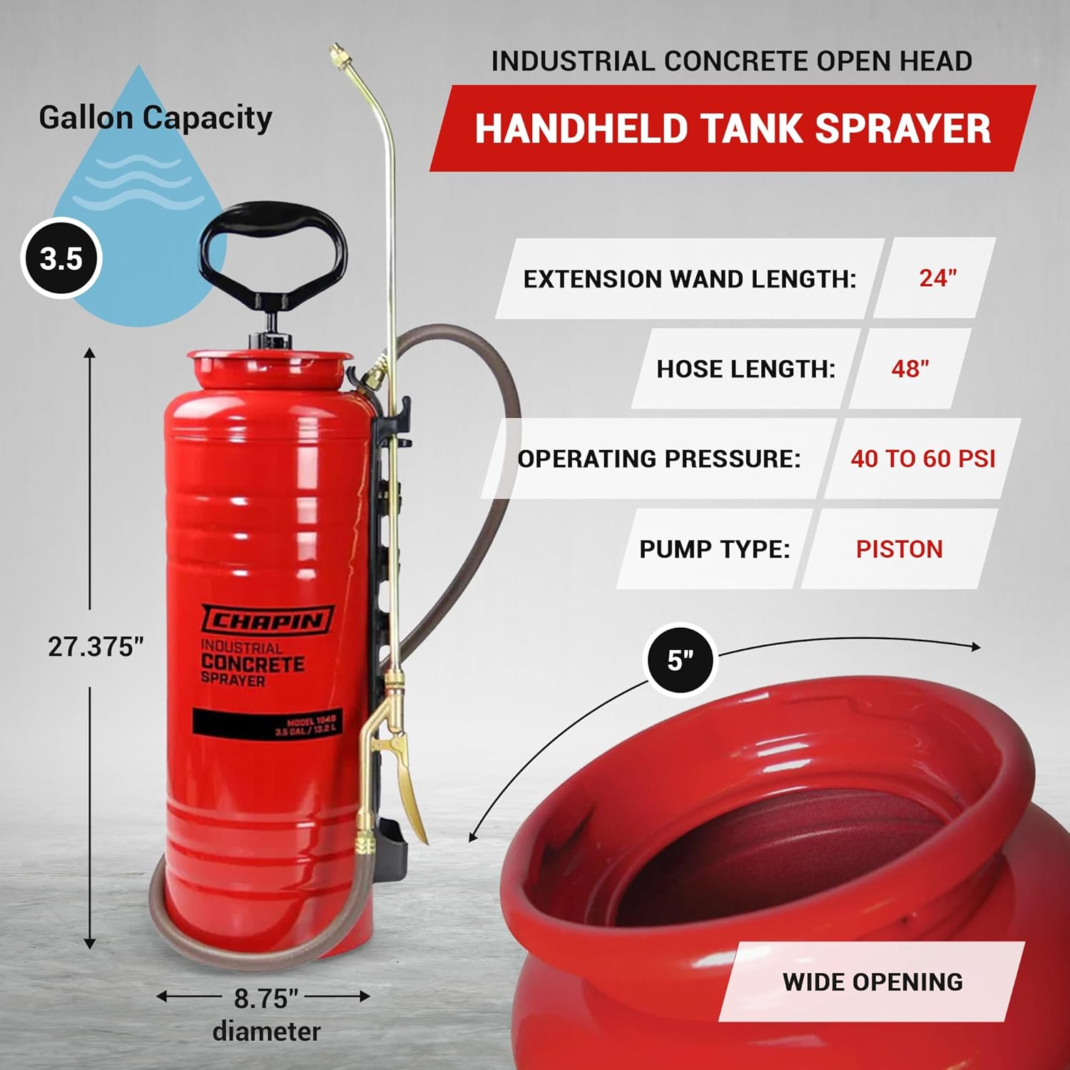 Chapin Portable Concrete Sprayer, 3-1/2-Gallon Capacity, Model# 1949 Industrial Concrete