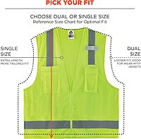 Ergodyne GloWear 8249Z Hi-Vis Surveyor Safety Vest, Solid Front Mesh Back, Type R Class 2
