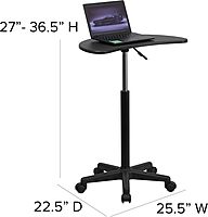 Flash Furniture Eve Sit to Stand Mobile Laptop Desk/Speaker's Lectern with Wheels