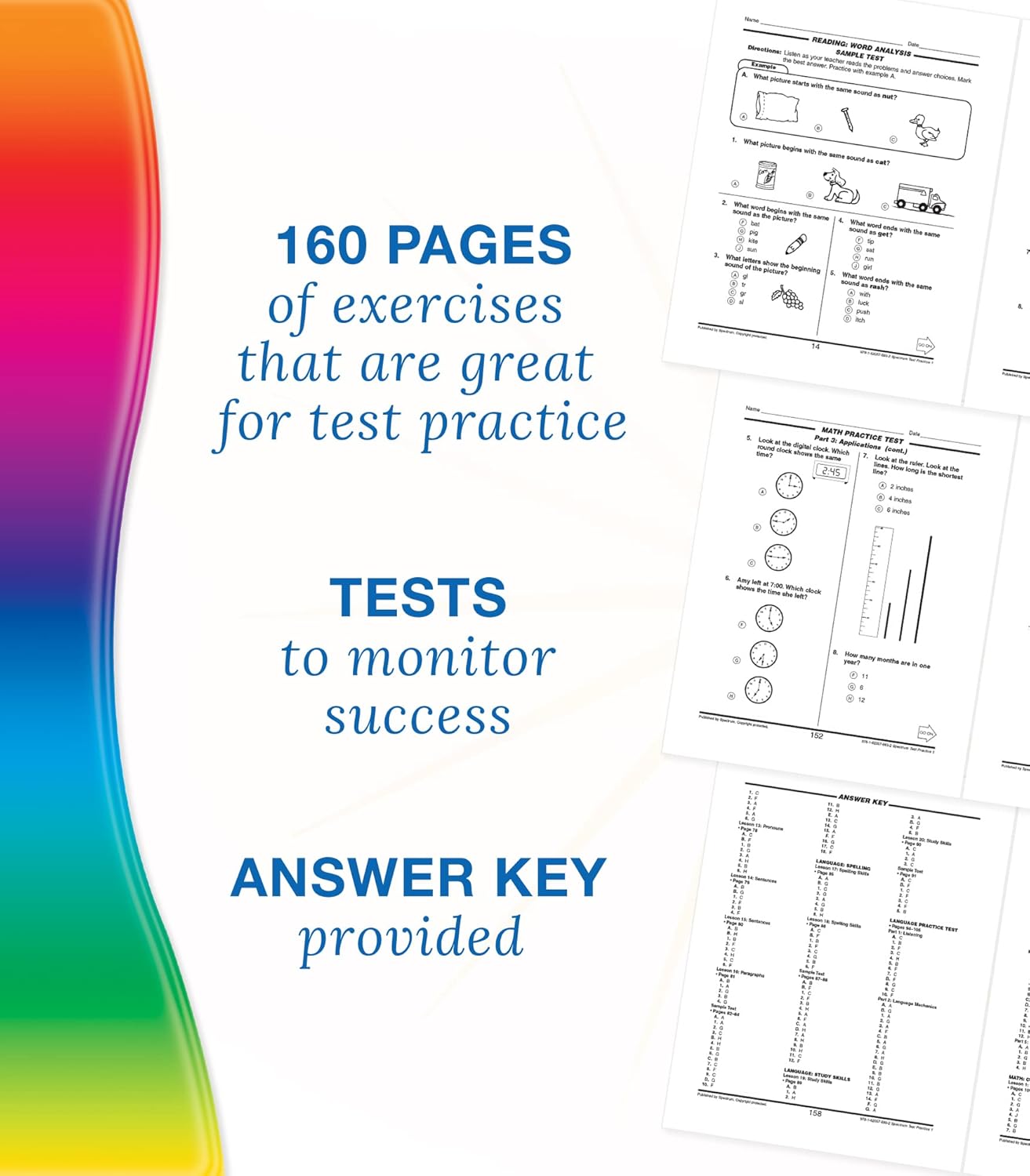 Spectrum Grade 1 Test Practice Workbooks, Ages 6 to 7, 1st Grade Test Practice Workbook, Math, Language Arts