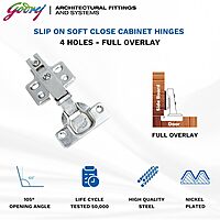 Slip On Cabinet Hinge - Soft Close / 4 Hole Half Overlay / 2227