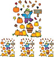 Carson Dellosa 32pc Pumpkin Patch Farmhouse Bulletin Board Set, Scarecrow, Pumpkins, Autumn Leaves Fall Bulletin Board Decorations for Thanksgiving, Halloween, Fall Decor, Wall Decor, Classroom Decor