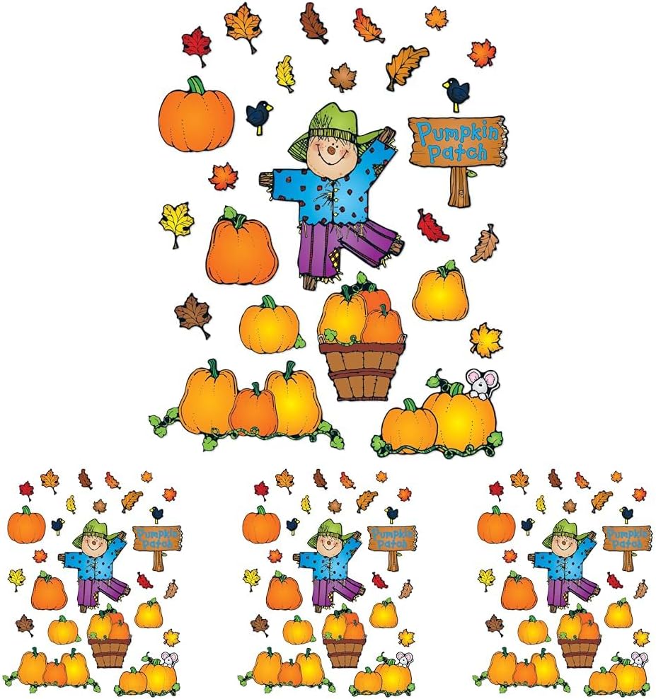 Carson Dellosa 32pc Pumpkin Patch Farmhouse Bulletin Board Set, Scarecrow, Pumpkins