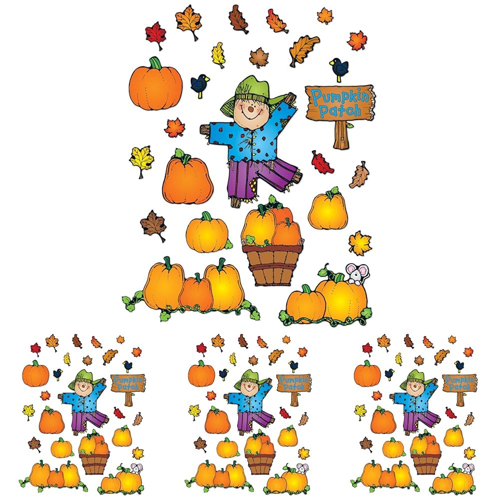 Carson Dellosa 32pc Pumpkin Patch Farmhouse Bulletin Board Set, Scarecrow, Pumpkins