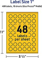 AVERY Printable Starburst Labels, Sure Feed Technology, 1" Bright Yellow, Print-to-the-Edge, Laser/Inkjet