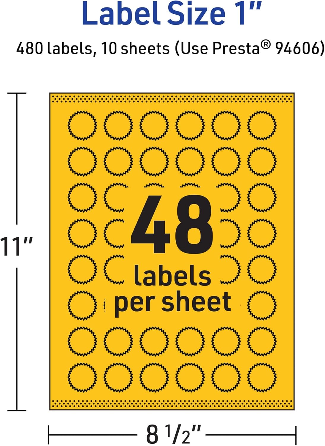 AVERY Printable Starburst Labels, Sure Feed Technology, 1" Bright Yellow, Print-to-the-Edge, Laser/Inkjet