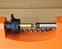 Lyman Universal Trimmer with 9 Pilot Multi-Pack Trims .17 Cal to .458 Cal Orange