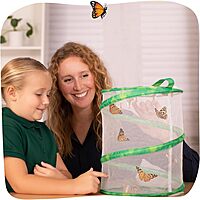 Insect Lore Raise and Release Butterfly Garden Kit – Caterpillar Habitat with redeemable Voucher – STEM-accredited Live Butterfly Growing Kit for Kids, Classrooms, and Homeschool Learning