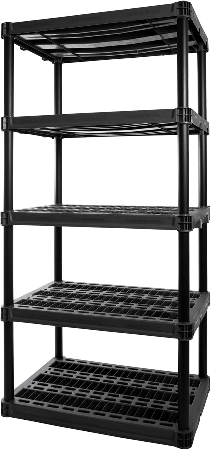 Plano 5-Shelf Extra Heavy Duty Plastic Storage Shelves, 72.5” x 36” x 24”, 1000lb Capacity, Pantry, Office