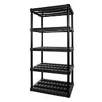 Plano 5-Shelf Extra Heavy Duty Plastic Storage Shelves, 72.5” x 36” x 24”, 1000lb Capacity, Pantry, Office, Closet and Garage Shelves, Easy to Assemble, Durable Plastic Shelving Unit