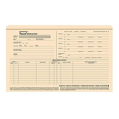 ComplyRight Envelo-File Confidential Personnel Folders, 9 1/2in x 15in, Manila, Pack Of 25