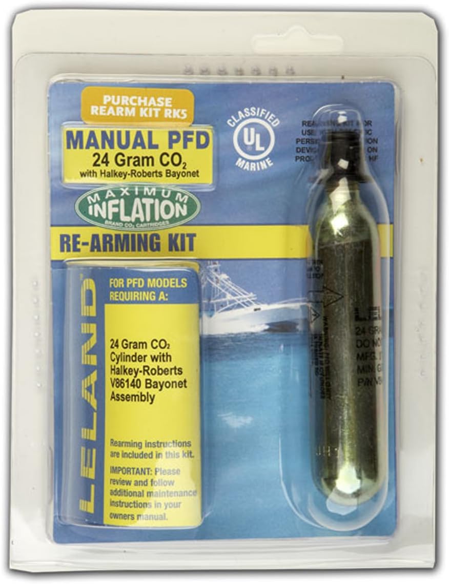 MTI Adventurewear Leland CO2 Cylinder ReArm Kit for Helios Inflatable and Fluid Belt Pack PFDs (24-Gram)