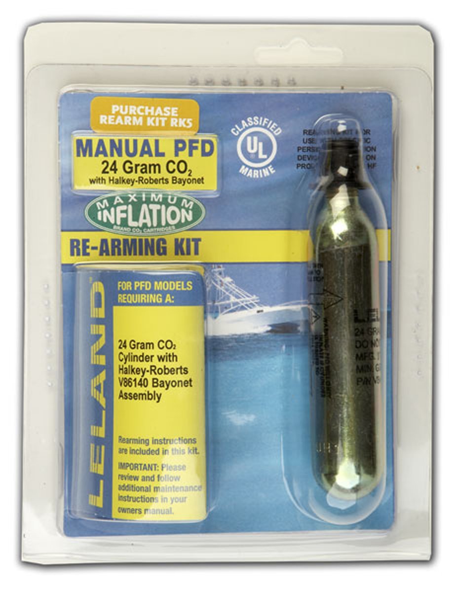 MTI Adventurewear Leland CO2 Cylinder ReArm Kit for Helios Inflatable and Fluid Belt Pack PFDs (24-Gram)