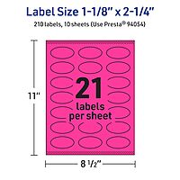 Avery Printable Oval Labels, Sure Feed Technology, 1-1/8" x 2-1/4", Neon Magenta Labels, Print-to-The-Edge