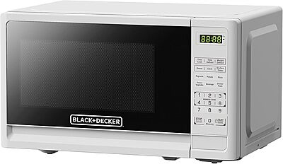 BLACK+DECKER Compact Countertop Microwave Oven 0.7 Cu. Ft. 700-Watts with LED Lighting, Child Lock, White