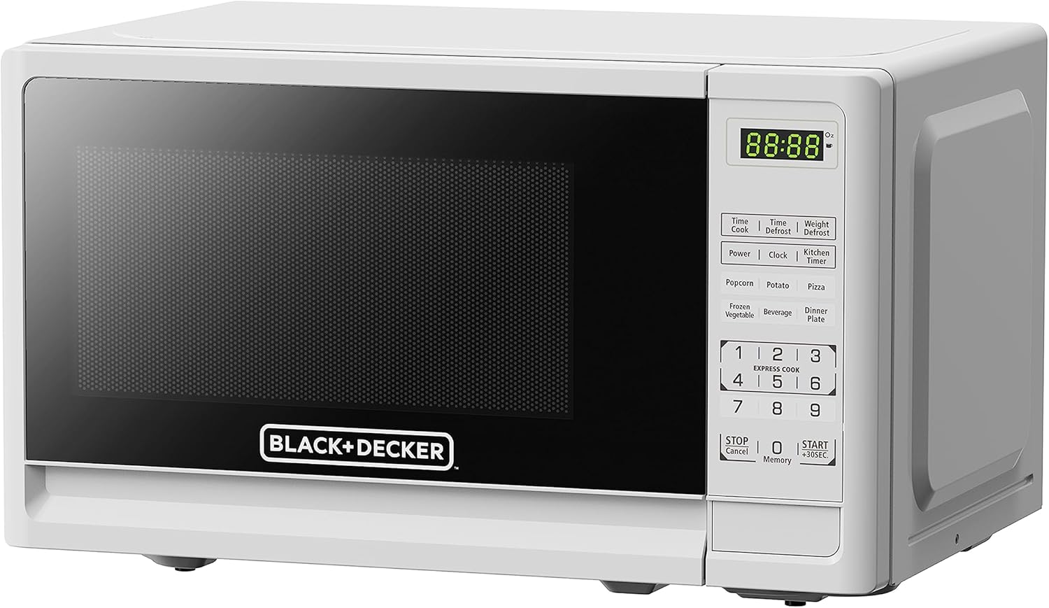 BLACK+DECKER Compact Countertop Microwave Oven 0.7 Cu. Ft. 700-Watts with LED Lighting, Child Lock, White
