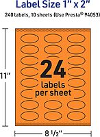 AVERY Printable Oval Labels, Sure Feed Technology, 1" x 2", Bright Orange, Print-to-The-Edge, Laser/Inkjet Printable