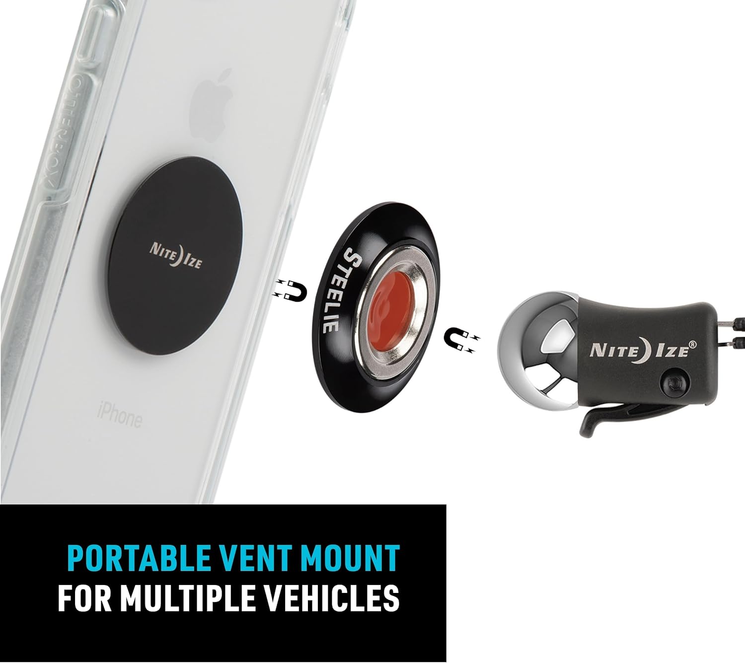 Nite Ize Steelie Vent Kit - Magnetic Phone Mount for Car Vents