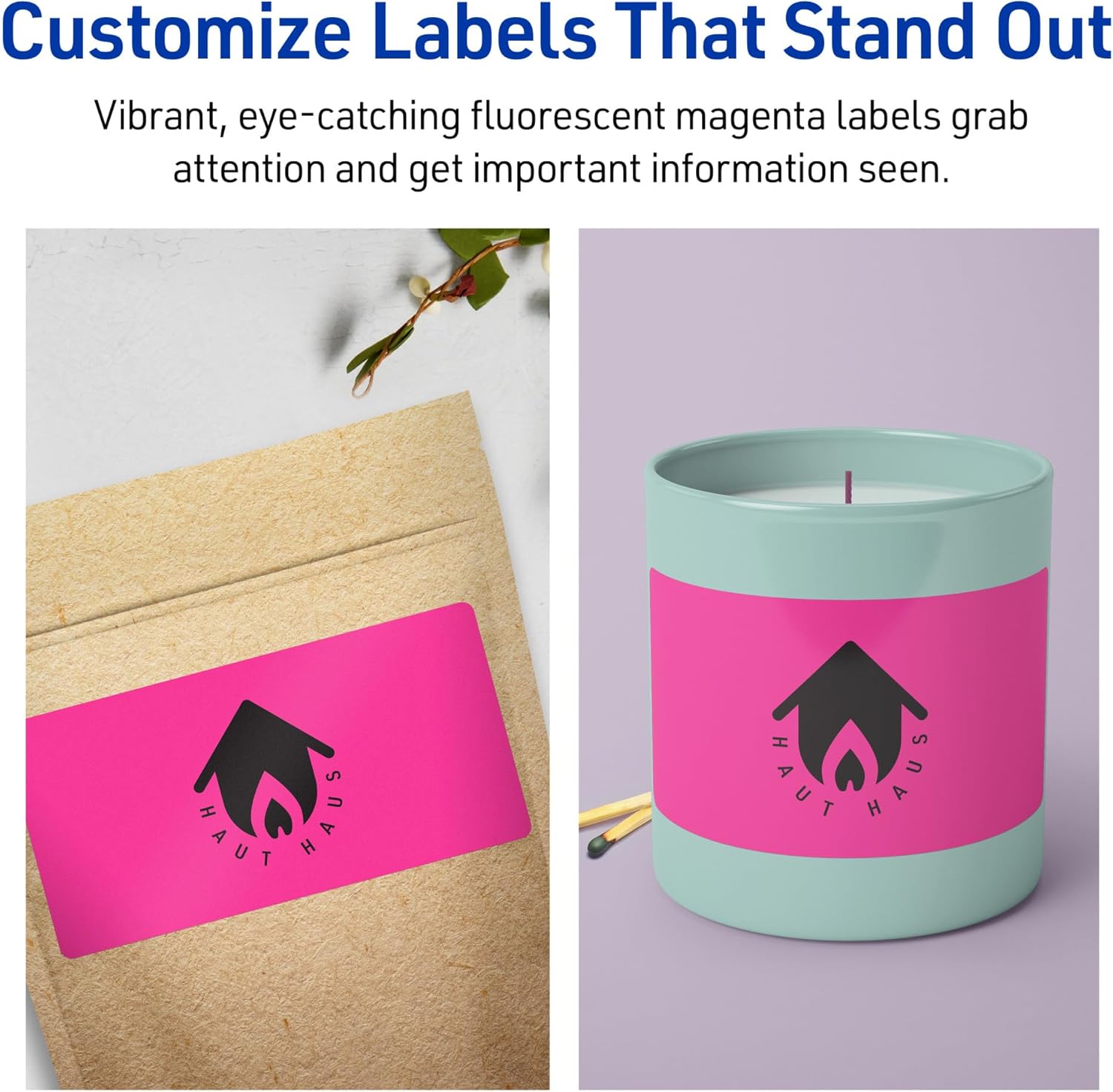 AVERY Printable Rectangle Labels, Sure Feed Technology, 3" x 5", Neon Magenta, Print-to-The-Edge, Laser/Inkjet Printable