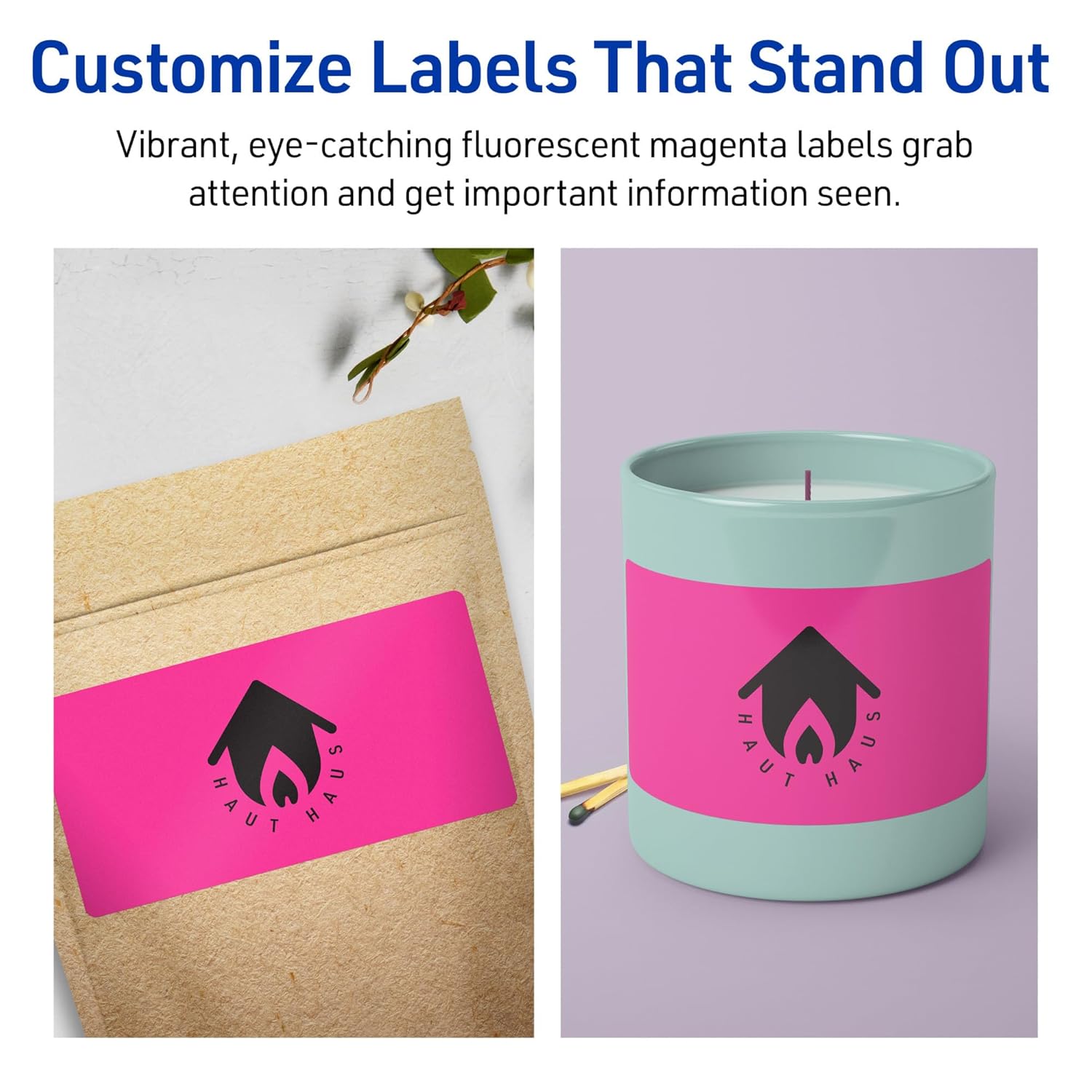 Avery Printable Rectangle Labels, Sure Feed Technology, 3" x 6", Neon Magenta Labels, Print-to-The-Edge