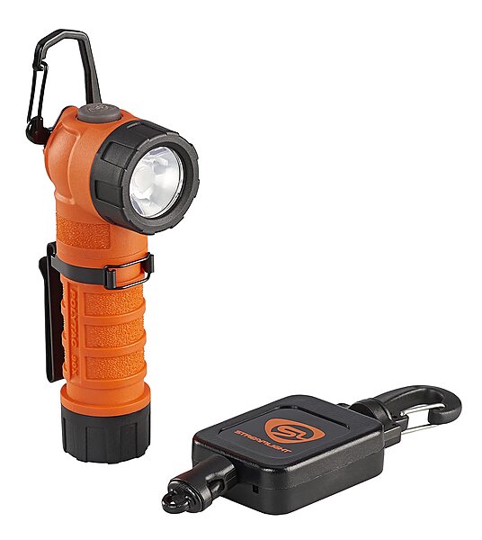 Streamlight 88837 PolyTac 90X USB 500-Lumen Multi-Fuel Right-Angle Rechargeable Flashlight, SL-B26 Battery Pack & USB Cord and Gear Keeper, Orange