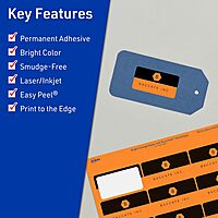 Avery Printable Rectangle Labels, Sure Feed Technology, 1-1/4" x 3-3/4", Bright Orange, Print-to-The-Edge, Laser/Inkjet Printable