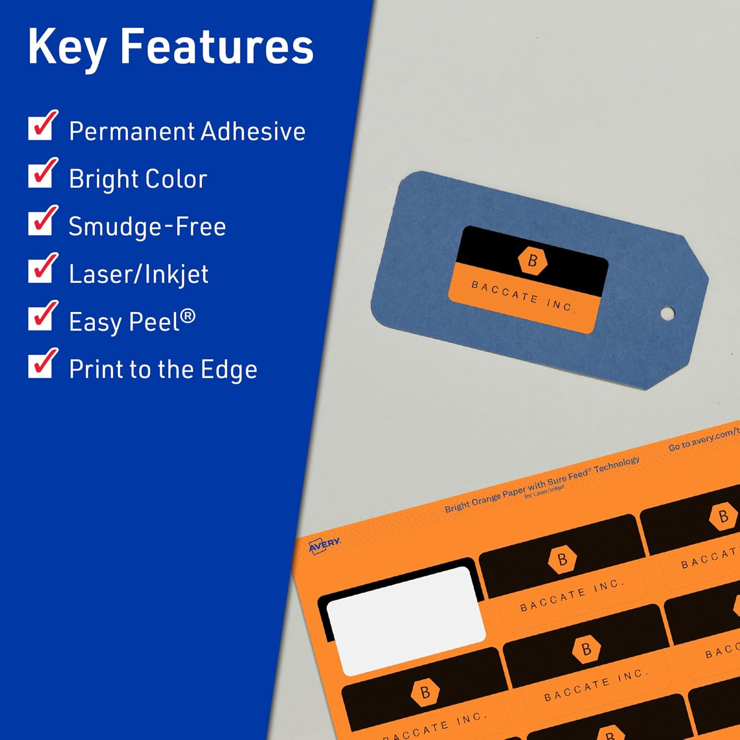 AVERY Printable Rectangle Labels with Sure Feed Technology, Print-to-the-Edge, Laser/Inkjet Compatible