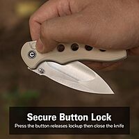 CIVIVI Triptych Folding Pocket Knife, 2.97in 14C28N Blade, G10 Handle, Button Lock