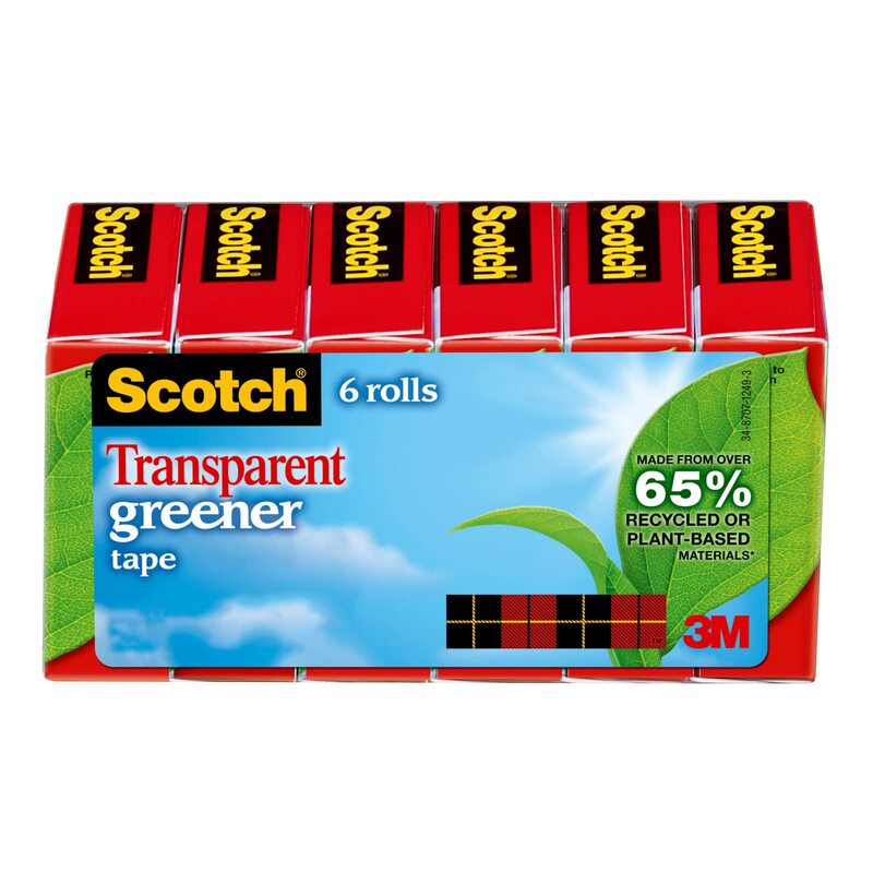 SCOTCH Transparent Greener Tape, 3/4 in x 900 in