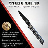 ASP Police Duty Knife (PDK) Slim Folder, AUS-8 Drop Point Folding Knife