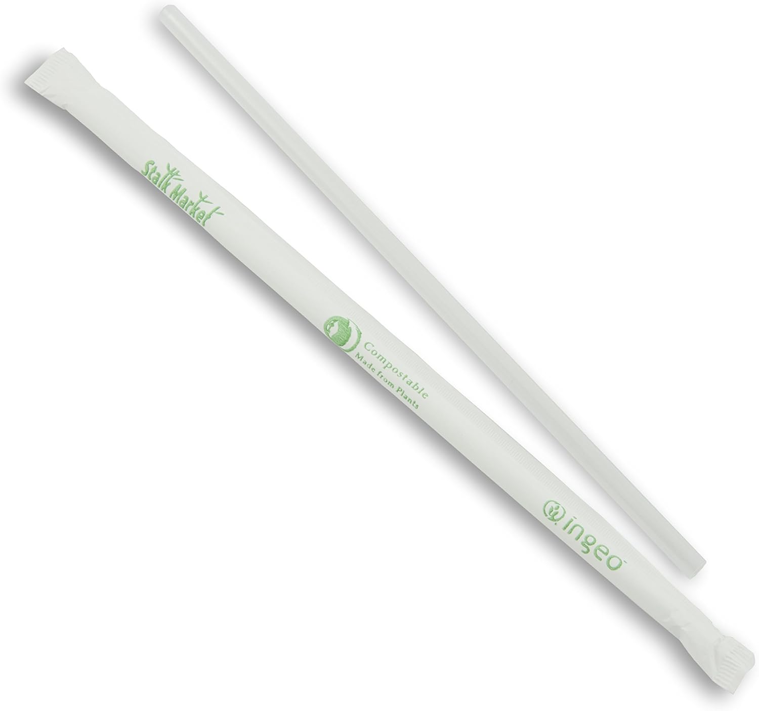 Planet+ 100% Compostable PLA Straws, Individually Wrapped, Jumbo, 7.75-inch, 4800-Count Case