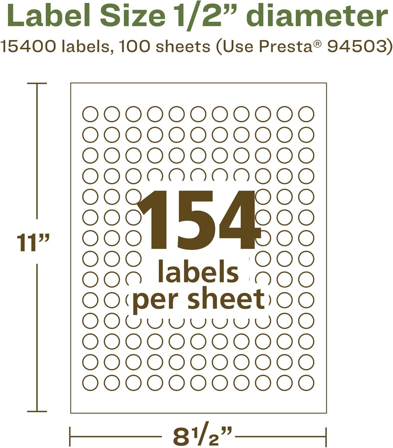 AVERY EcoFriendly Matte White Recycled Round Labels, 0.5" Diameter, Print-to-The-Edge, Permanent Adhesive