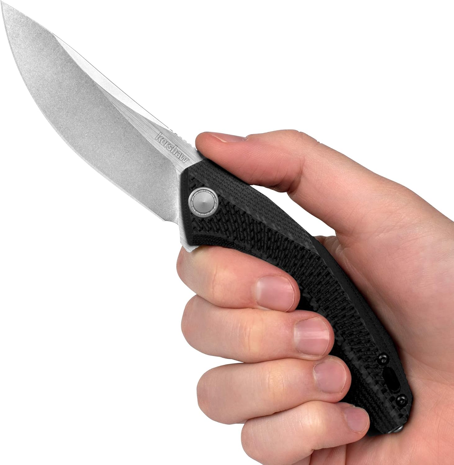 Kershaw Tumbler Folding Pocket Knife, 3.25 Inch Blade with Manual Open, Sub-Frame Lock (4038), Black