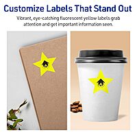 Avery Printable Star Labels, Sure Feed Technology, 2-1/4" x 2-3/8", Neon Yellow, Print-to-The-Edge, Laser/Inkjet
