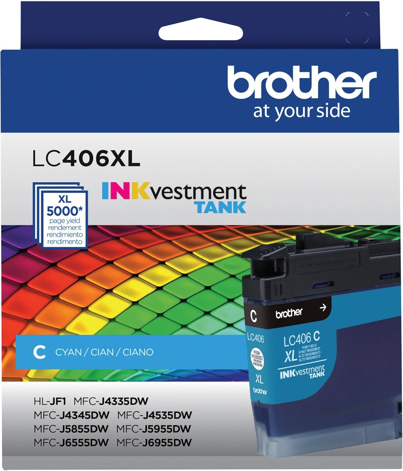 Brother Genuine LC406XLC Cyan High-Yield INKvestment Tank Ink Cartridge