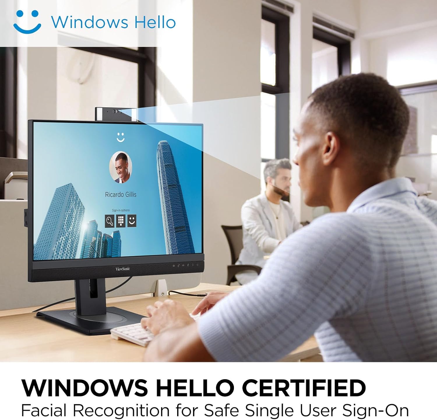 ViewSonic Video Conferencing Docking Monitor with Windows Hello Compatible IR Webcam