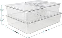 Martha Stewart Brody Plastic Storage Organizer Bins with Lids for Home Office, Kitchen, or Bathroom, 8 Pack