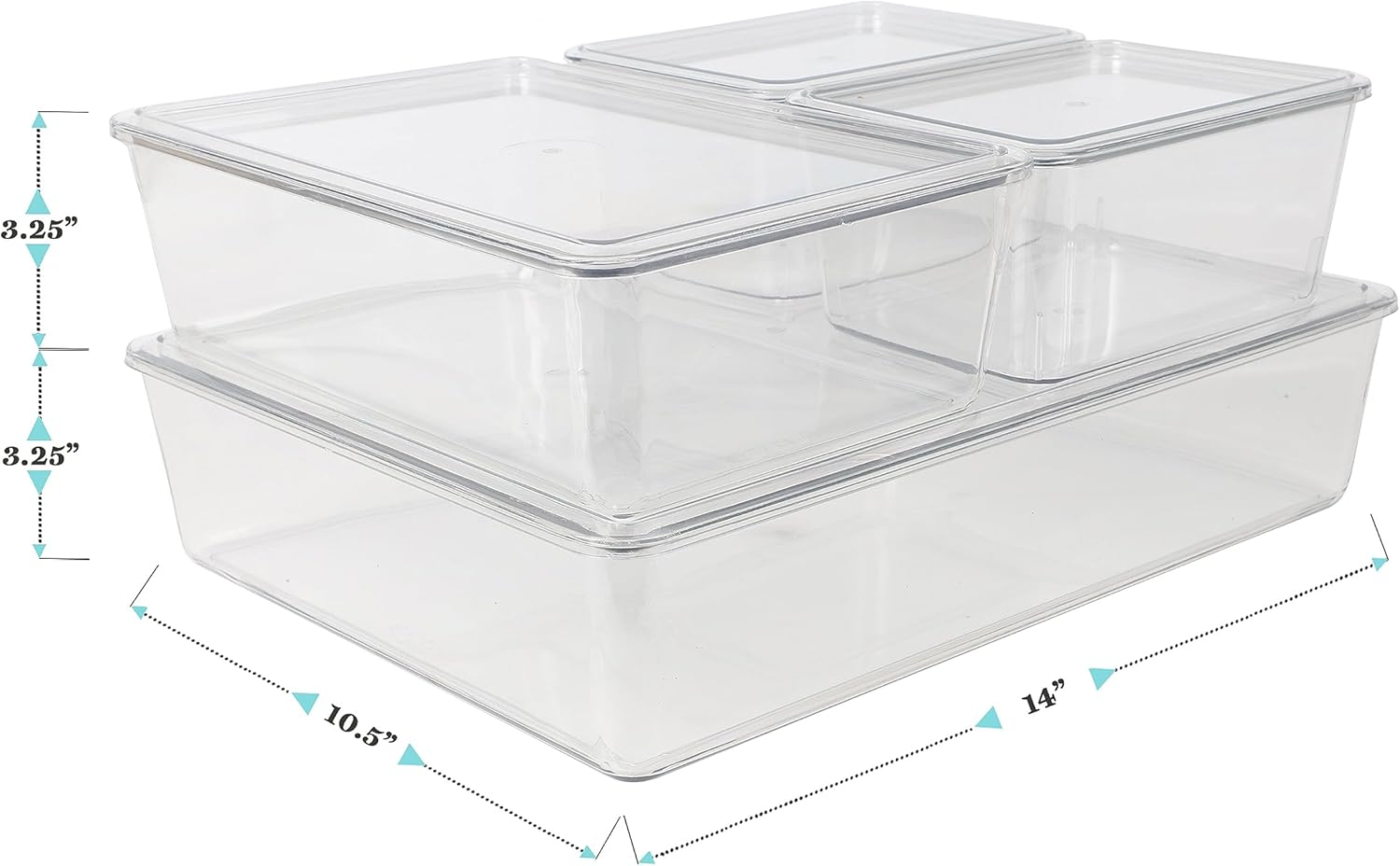 Martha Stewart Brody Plastic Storage Organizer Bins with Lids for Home Office, Kitchen, or Bathroom, 8 Pack