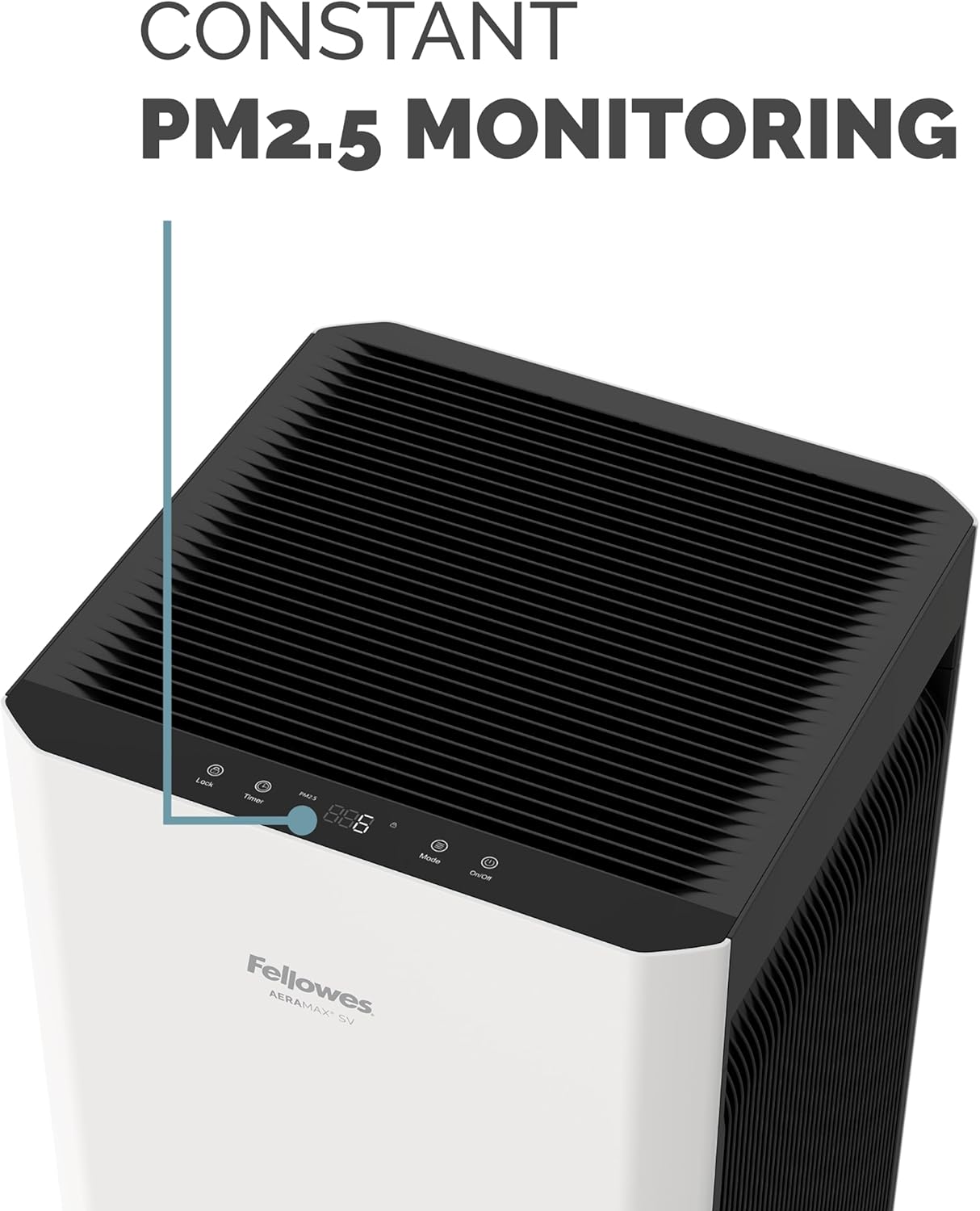 Fellowes AeraMax SV 4-Speed HEPA Air Purifier, 1,500 Sq. Ft., White/Black